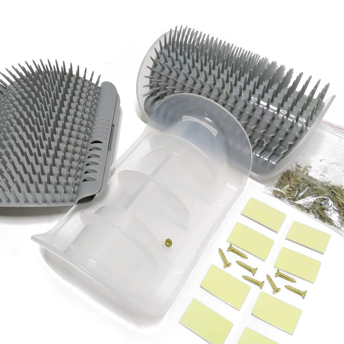 2 Pack Softer Self Groomer with Catnip Wall Corner Massage Comb Scratcher Grooming Brush Tool for Long & Short Fur Kitten Cats Dogs